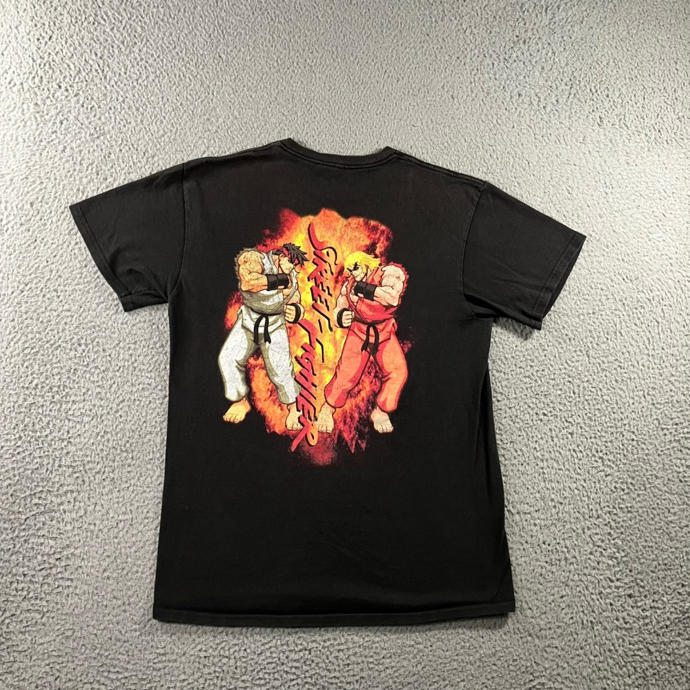 The Young & Wild Street Fighter T-Shirt Mens M Ryu Ken Back Graphic Black Tee